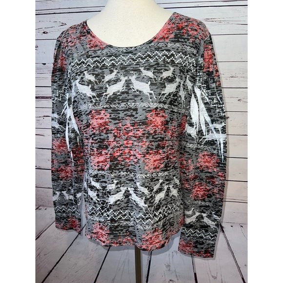 Sundance Ugly Christmas Shirt T-Shirt Pullover Large Burnout Long Sleeve Womens - Picture 2 of 8